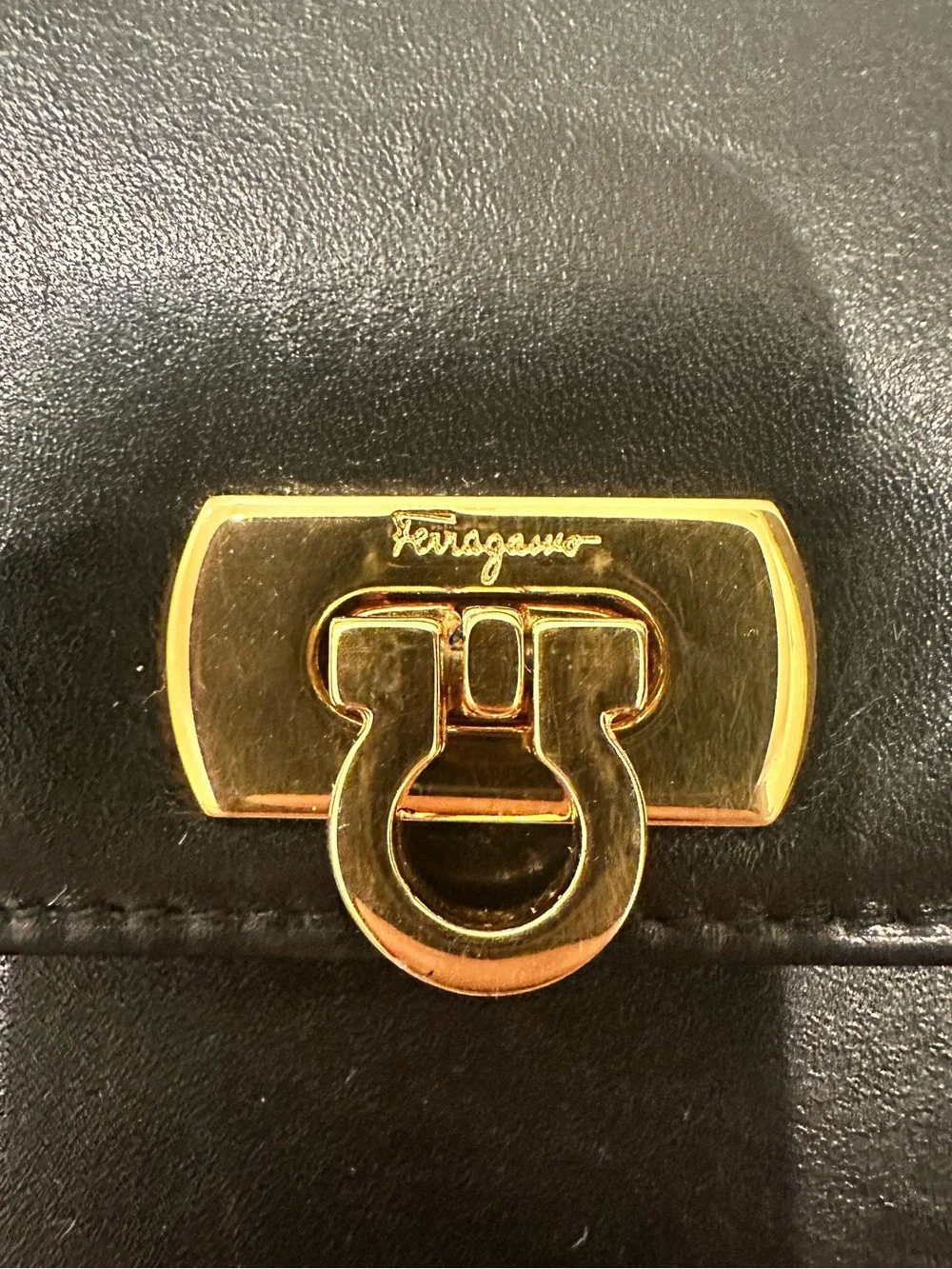 Men’s Ferragamo Leather Small Wallet with Gold Tone Turnlock
